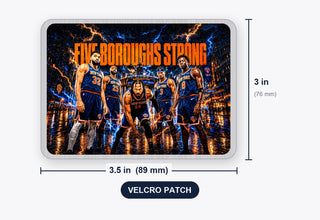 Five Boroughs Strong size, 3.5 by 3 inches, hook Velcro back